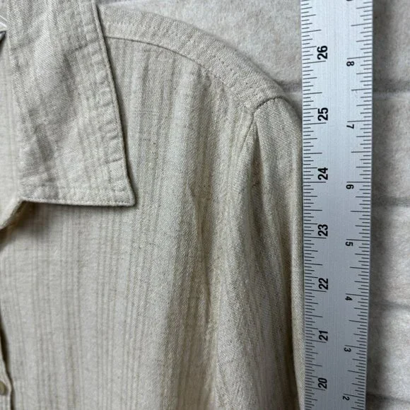 Orvis Women’s Linen Blend Button Up Shirt Roll Tab Sleeve Beige Small - Picture 9 of 12